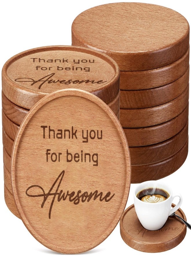 Mysora 12 Pcs Christmas Thank You Acacia Coasters Appreciation Gifts for Employee 4 Inches Round Wooden Coasters for Teachers Colleagues Home Party Favors Desk Table Protection Supplies(Awesome) - Image 1